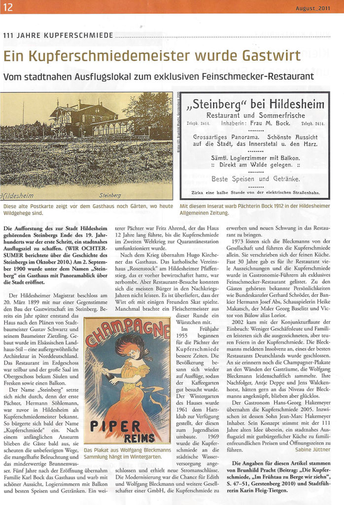 Historie Chronik Kupferschmiede Hildesheim